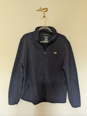 L.L.Bean Sweater Fleece Full-Zip Jacket Blue Large Regular